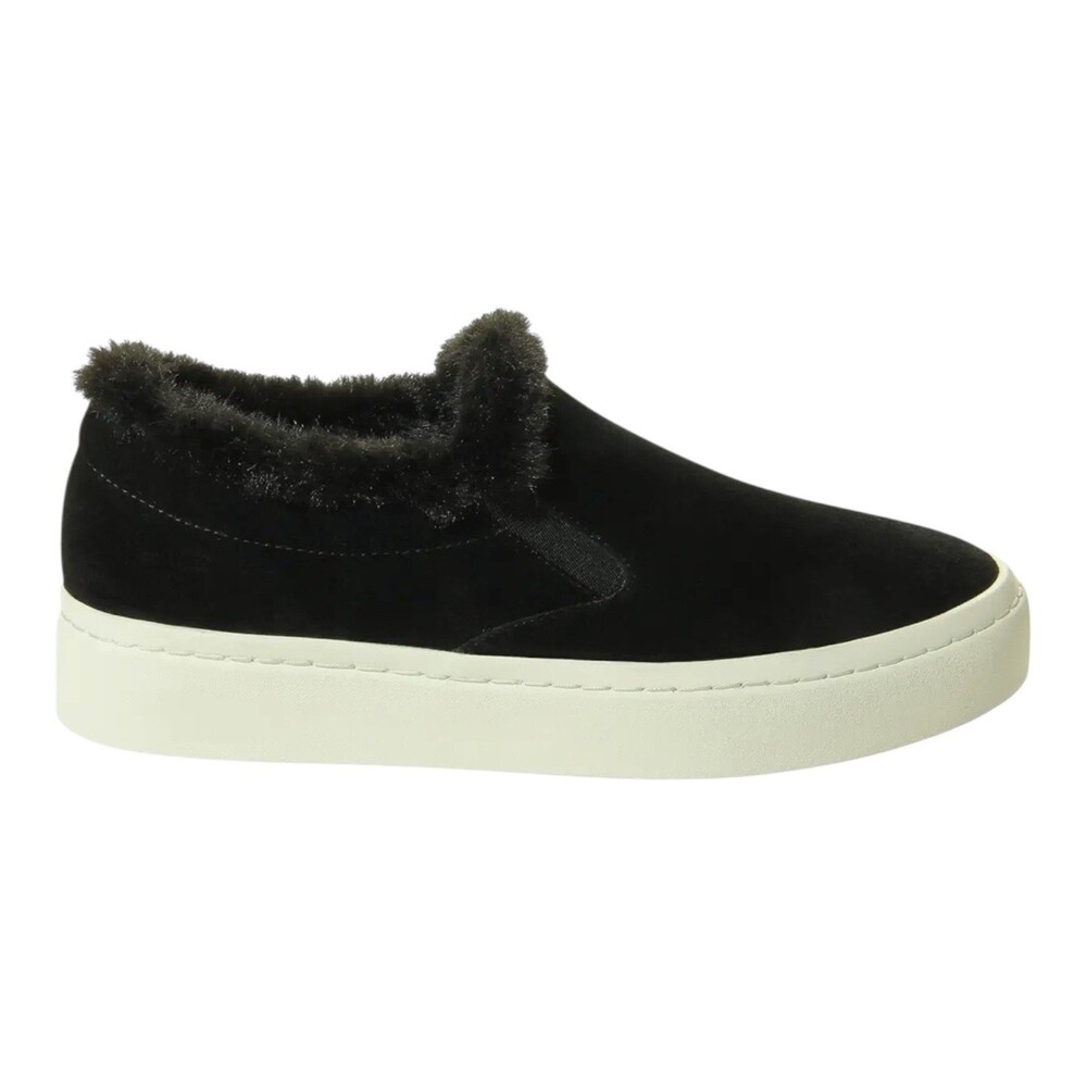 Vaneli Sport Black Suede Faux Fur Trim Slip On Platform Sneakers Size 10.5M